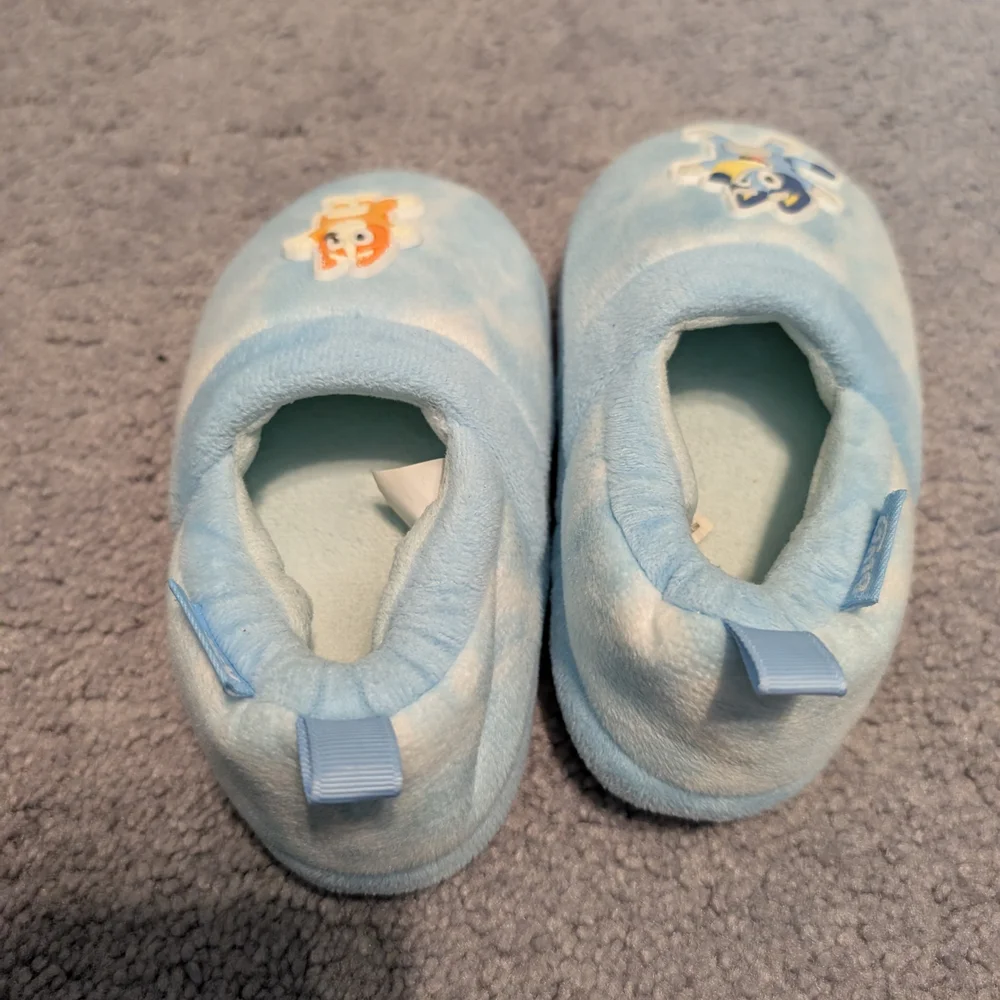 Bluey and Bingo Toddler Slippers Bedroom Shoes Plush Blue Medium 7/8